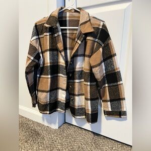 Plaid Flannel Shacket Oversized Button Down